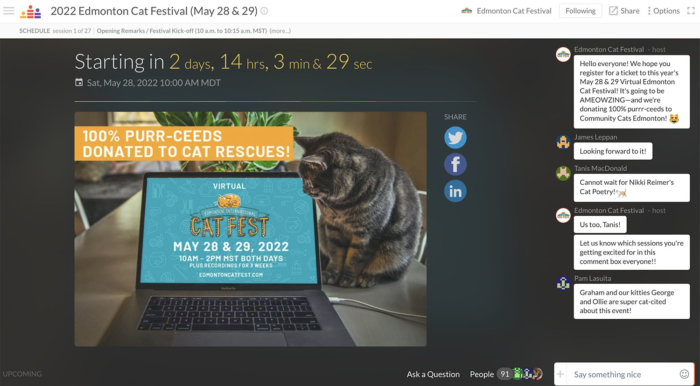 2022 Edmonton Cat Festival Screen Navigation Example 1