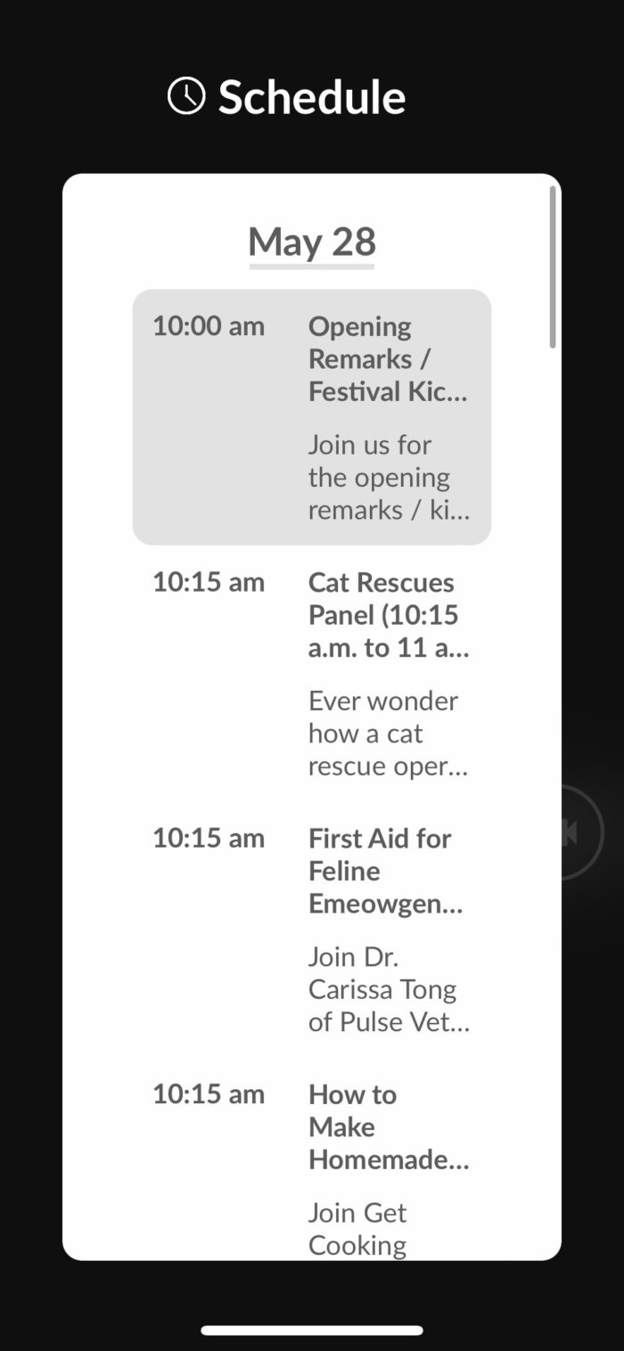 2022 Edmonton Cat Festival Screen Navigation Example 6