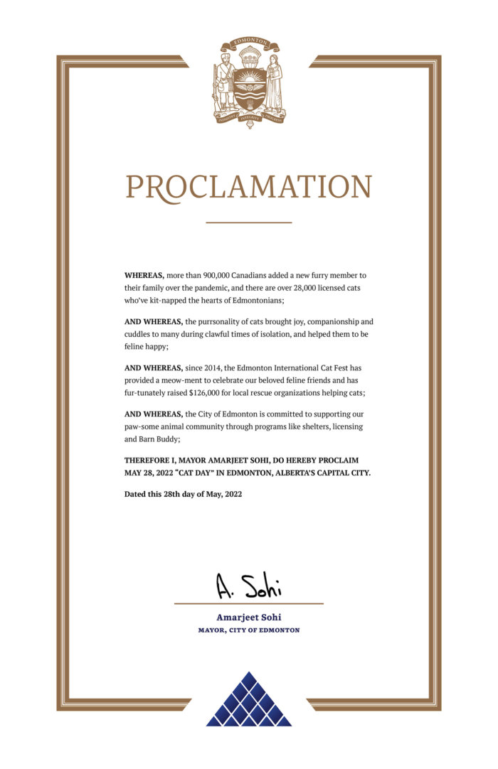 5 28 2022 Edmonton Cat Day Proclamation